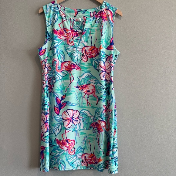 Aryeh V Neck Sleeveless Sundress Floral  Flamingo Tropical Colorful Beach XL - Picture 1 of 6